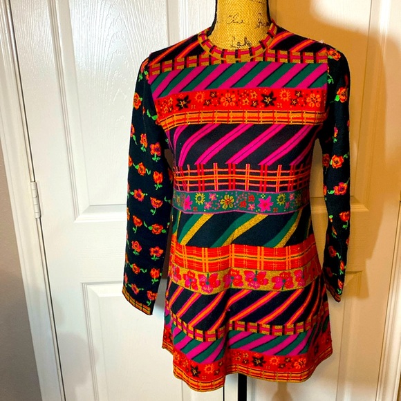 Kenzo Sweaters - Kenzo Jungle Flower Multi-Pattern Multicolor Sweater or Dress Wool Blend Size M